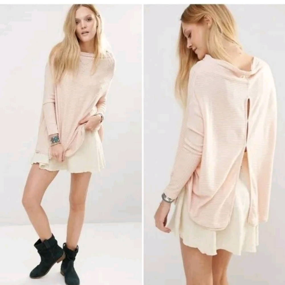 FREE PEOPLE Lovers Split Back Pullover Ribbed Tun… - image 4